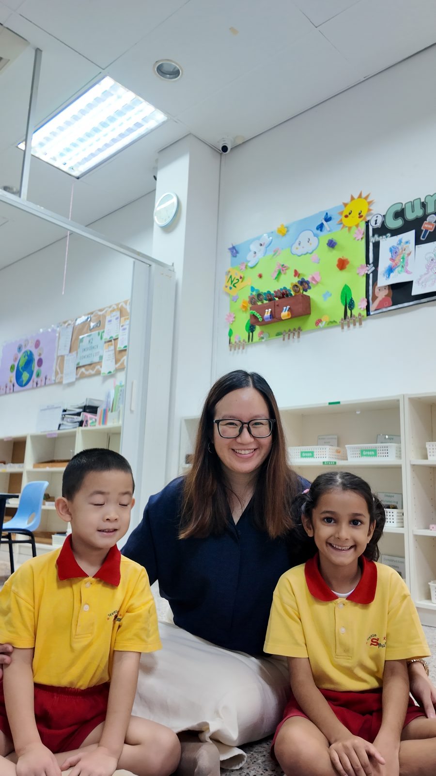 Teacher children smiling portrait