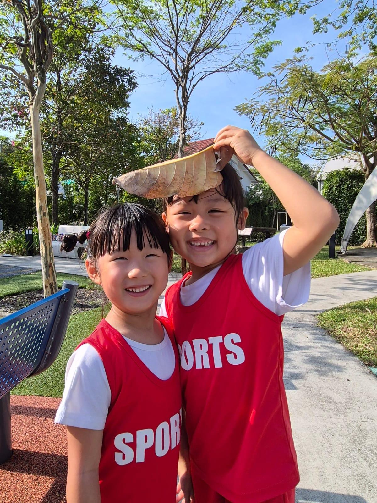 Children playing outdoors on sports day